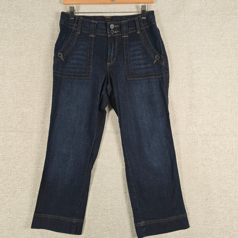 JAG Jeans Womens Classic Fit Dark Wash Cropped Wide Leg Denim Pants 30x24